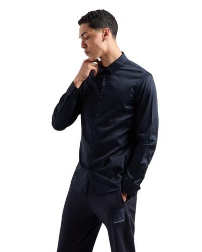 CAMICIA REGULAR FIT IN COTONE SATINATO A FANTASIA