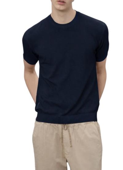 MAGLIA UOMO BLAUER A MANICA CORTA IN COTONE BLU