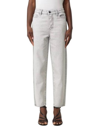 JEANS DONNA ARMANI EXCHANGE CARROT FIT IN DENIM CON BORCHIE 