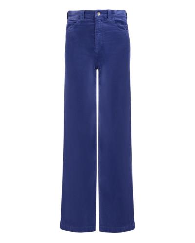 PANTALONI DONNA J14 PALAZZO A VITA ALTA E GAMBA LARGA IN VELLUTO A COSTE TINTO IN CAPO