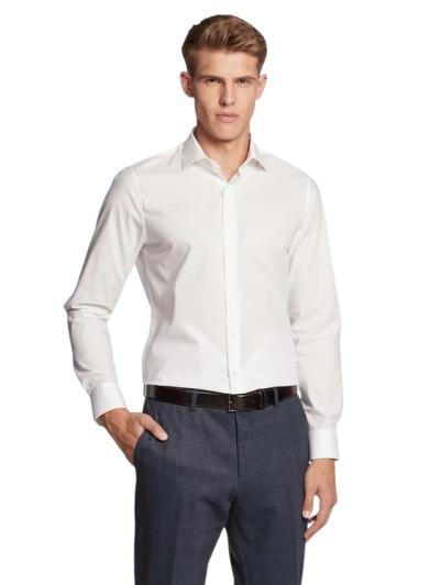 CAMICIA UOMO MICHAEL KORS SLIM FIT CON LOGO RICAMATO BIANCA 