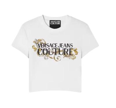 T-SHIRT DONNA VERSACE CON CRISTALLI OUTLINE BAROCCO