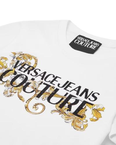 T-SHIRT DONNA VERSACE CON CRISTALLI OUTLINE BAROCCO
