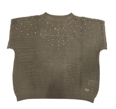 MAGLIA DONNA YES-ZEE GIROCOLLO A RETE CON STRASS