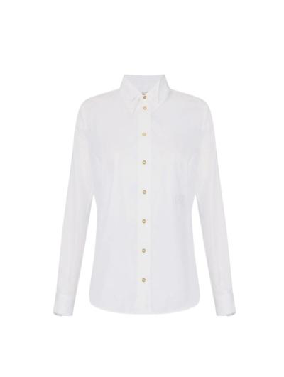 CAMICIA DONNA ELISABETTA FRANCHI IN COTONE CON DOPPIO COLLETTO E RICAMO