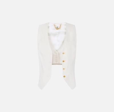 Gilet donna Elisabetta franchi in misto lino e crêpe