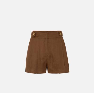 Shorts in misto lino con cinturini