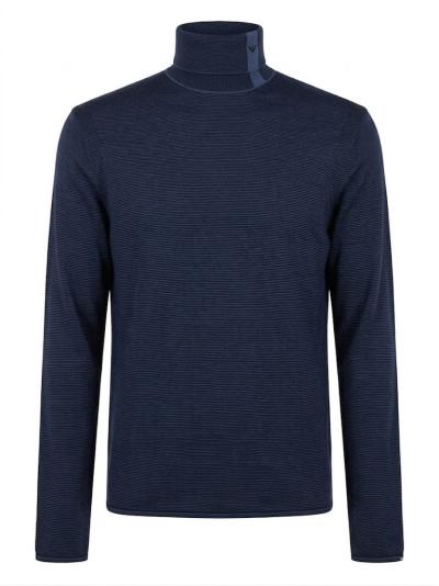 MAGLIONE DOLCEVITA IN LANA VERGINE JACQUARD PUNTO SPUGNA A RIGHE