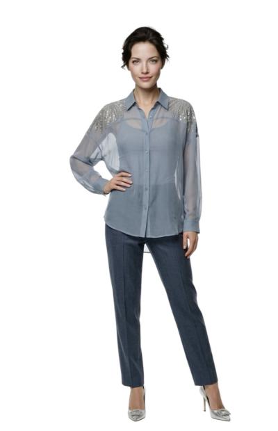 CAMICIA STELLA CON RICAMI DI PAILETTES IN VISCOSA 