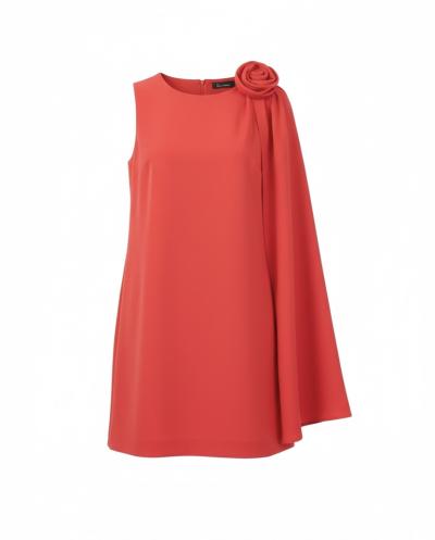 VESTITO DONNA MONOSPALLA CON ROSA