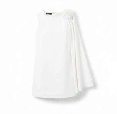 VESTITO DONNA MONOSPALLA CON ROSA