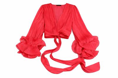 BLUSA DONNA CON NODO DECORATIVO E MANICHE A SBUFFO