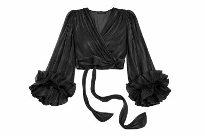 BLUSA DONNA CON NODO DECORATIVO E MANICHE A SBUFFO