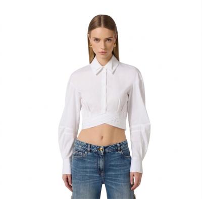 CAMICIA IN POPELINE DI COTONE CON FASCIONE