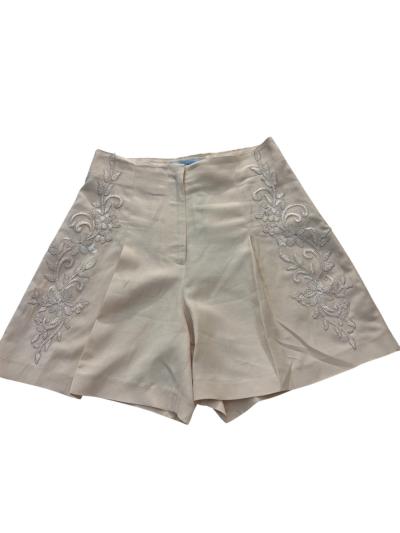 SHORT IN LINO CON RICAMO