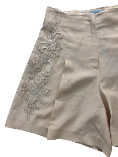 SHORT IN LINO CON RICAMO