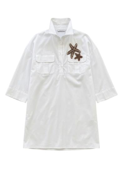 MINI ABITO CAMICIA DONNA CON APPLICAZIONI STELLE MARINE