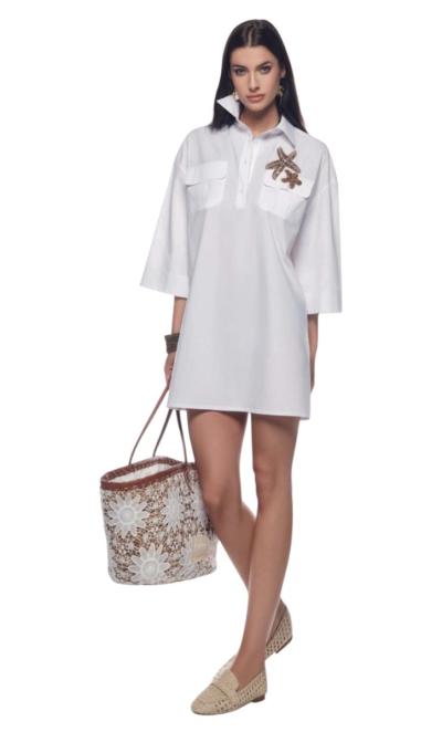 MINI ABITO CAMICIA DONNA CON APPLICAZIONI STELLE MARINE