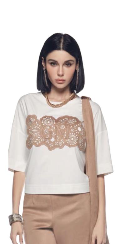 T-SHIRT CON APPLICAZIONE IN DAINETTO