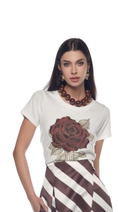 T-SHIRT FIORE STRASS