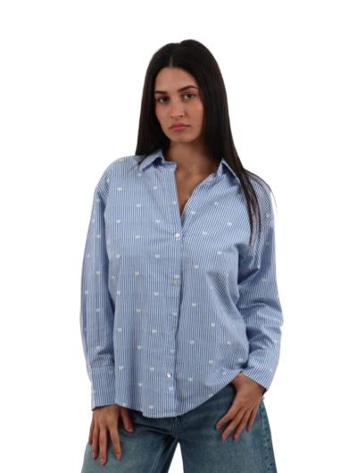 CAMICIA DONNA BLU A RIGHE 