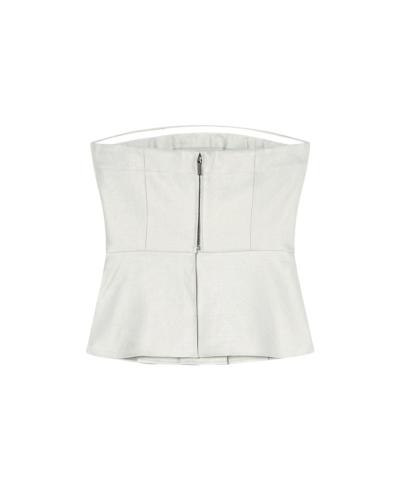 TOP SVASATO CON PIEGHE IN TWILL DI LINO