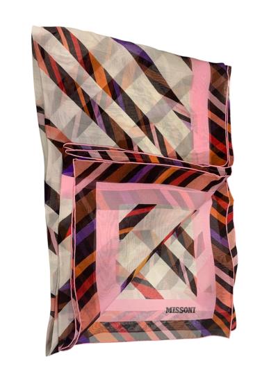 FOULARD IN SETA CON STAMPA A RIGHE