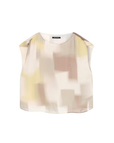 Top in viscosa stampata effetto increspato