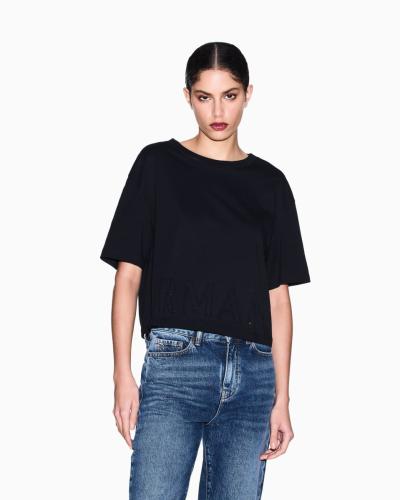 CROPPED T-SHIRT BASIC IN JERSEY DI COTONE